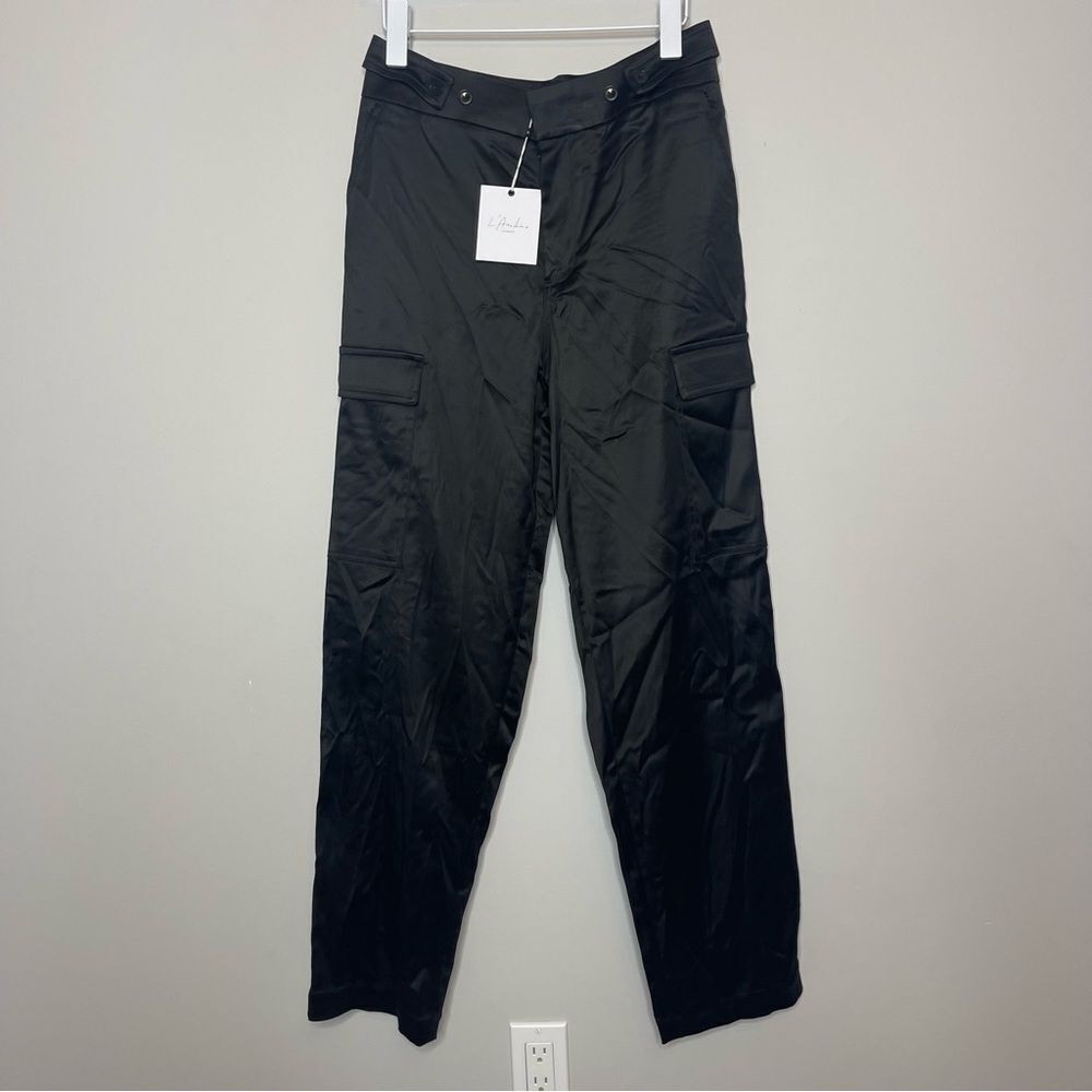 L’Academie Revolve  black satin cargo pants Small new